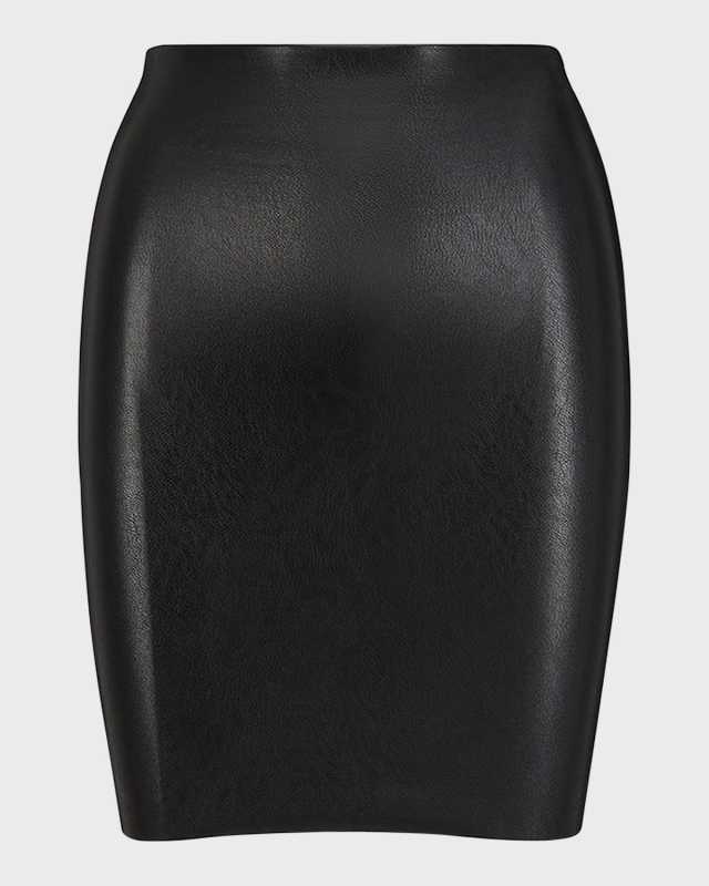 Faux-Leather Mini Pencil Skirt